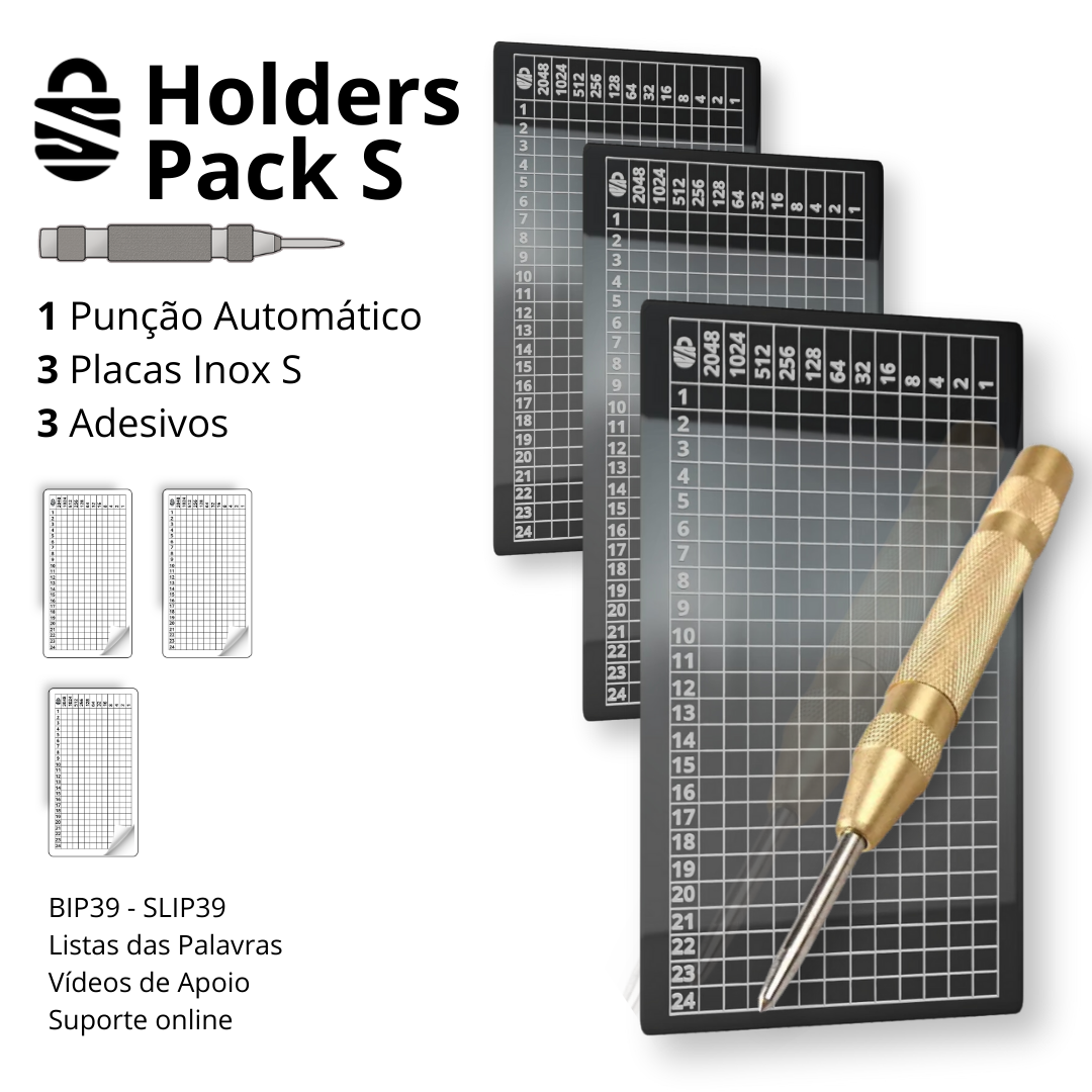 Holders Pack – 3 Carteira + Punção Automático | Aço Inox